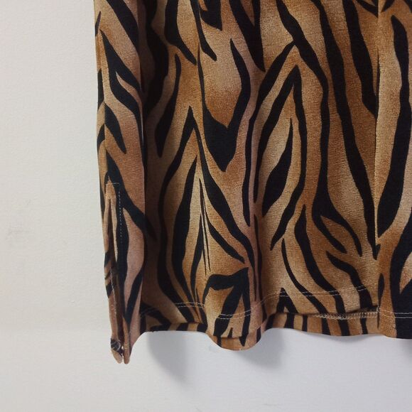 Nexxen Plus Size 2X Animal Print Top Brown Black Blouse Short Sleeve Curvy - Picture 5 of 6